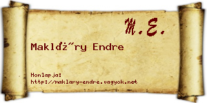 Makláry Endre névjegykártya